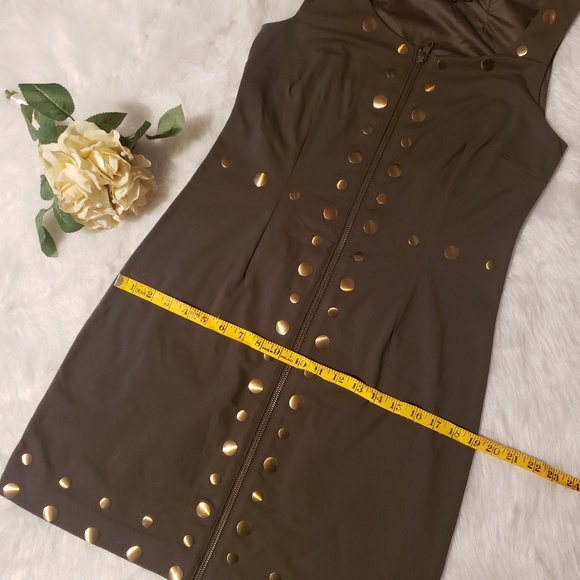 Cynthia Rowley Army Green/Gold Sheath Dress Medium - Picture 7 of 8